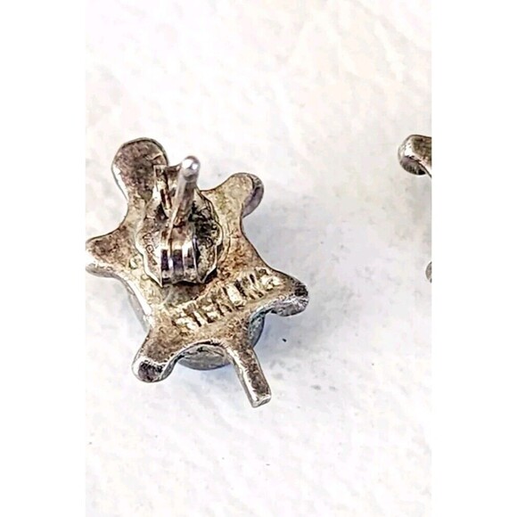 Zuni Turtle Earrings 925 Silver Natural Inlaid Gemstones Native American 2mm - Picture 5 of 7